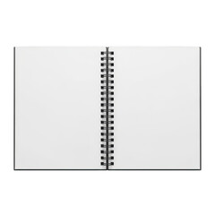 A blank spiral-bound notebook with empty pages and a black coil binding. isolated on transparent background