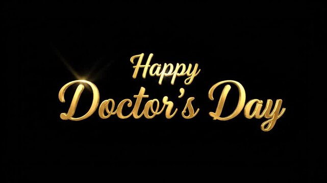 Happy Doctor's Day golden script on black background