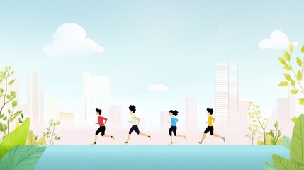 People jogging in the city