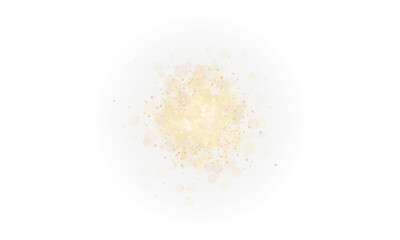 Gold glitter and golden sparkle confetti isolated on transparent background. Shiny sparkling dust with radiant highlights. Design element for overlay, motion graphics, PNG