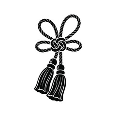 Elegant Black Rope Knot with Decorative Tassels Vector Illustration