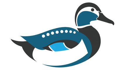 Obraz premium Stylized Blue and Black Duck Illustration on White