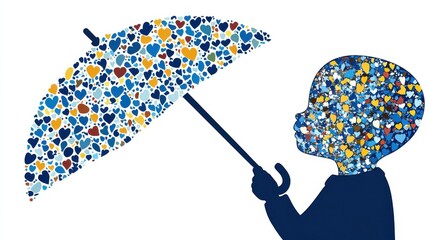 Child holding heart-filled umbrella representing financial protection