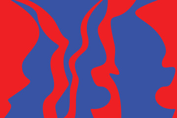 Vibrant Red and Blue Abstract Wave Pattern Background. Dynamic flowing forms create a bold, modern graphic design element