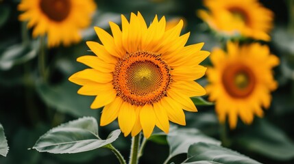 A close up of a bright yellow sunflower in bloom