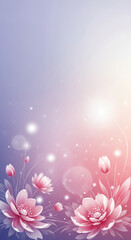 Obraz premium Illustration of pink and white flower, with bright gradient background, and bokeh light effects, symbolizing tenderness, purity, and fresh concepts