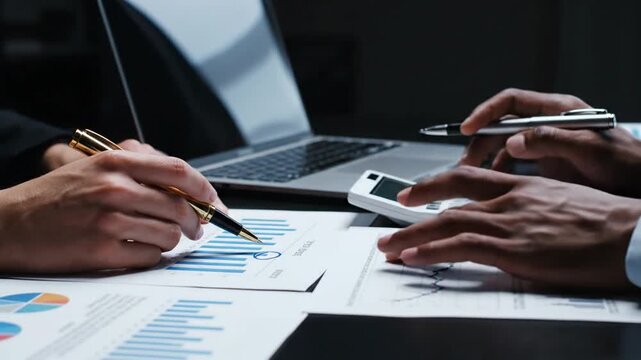 Business meeting with analysis.