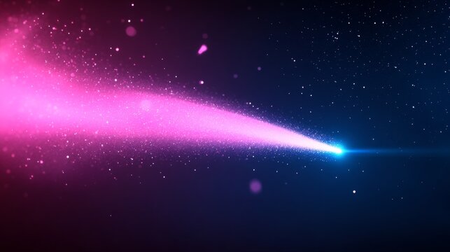 Electric blue comet with magenta tail in cosmic space