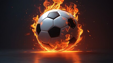Fototapeta premium soccer ball in fire
