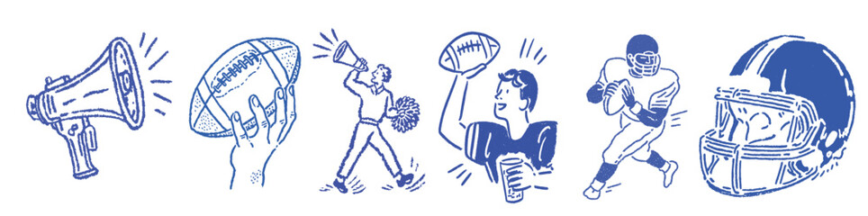 Naklejka premium Hand drawn american football doodle icons set