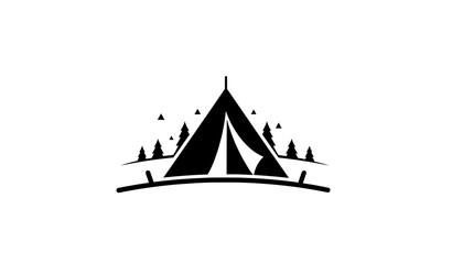 Camping tent icon outdoor adventure vector illustration © Protima