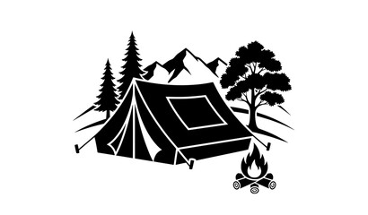 Hiking wilderness camping tent symbol vector illustration © Protima