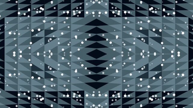 Abstract Geometric Pattern with Dynamic Dot Movements in Monochrome Colors Aerial Shot