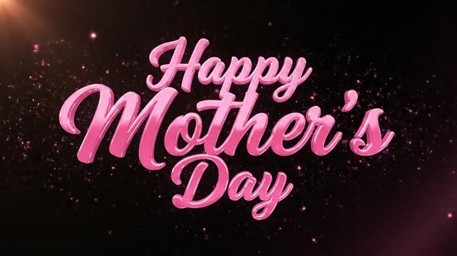 Glossy pink Happy Mother's Day text on dark background