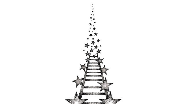 Star ladder dotwork tattoo isolated on a transparent background
