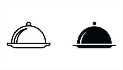 Food platter icon set. Restaurant sign. Food platter symbol pictogram. Waiter symbol isolated on white background.