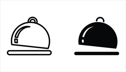 Food platter icon set. Restaurant sign. Food platter symbol pictogram. Waiter symbol isolated on white background.