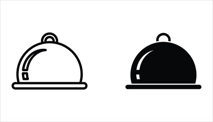 Food platter icon set. Restaurant sign. Food platter symbol pictogram. Waiter symbol isolated on white background.