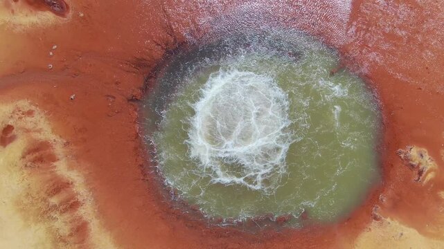 Eye of the Devil Hot Spring Aerial View, Qinghai China