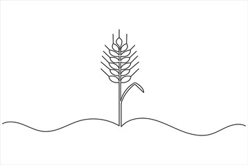 Wheat stalk is a continuous one line art vector illustration with a minimalist style. © SabidSorker