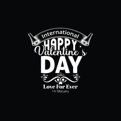 Obraz premium Happy Valentine's Day typography T-shirt design with a silhouette background hearts love