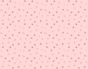 Cute rustic flowers seamless pattern on pink background
