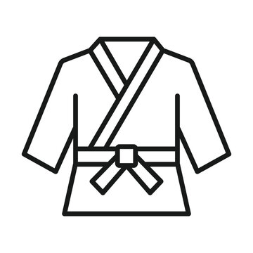 Martial arts uniform line icon karate, judo, and combat sports clothing, vector illustration.