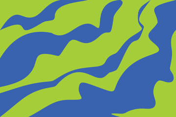 Fluid Organic Abstract Pattern with Dynamic Wavy Blue and Green Contours