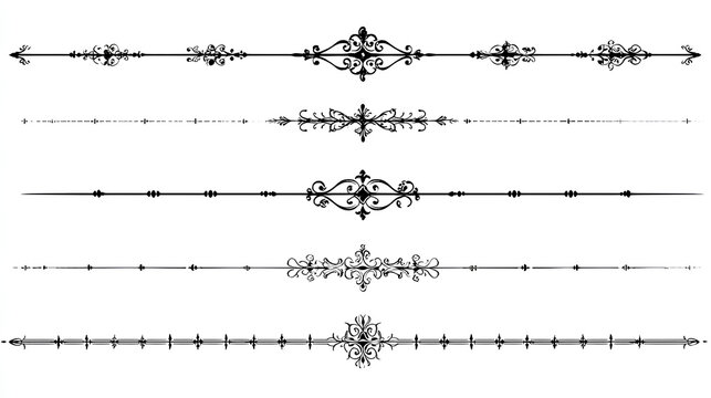 Decorative simple divider. Line borders, dividers for page, text underline. Vector set Stock Vector