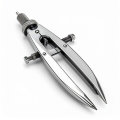 Precision Metal Drawing Compass Tool on White Background with Clean Studio Lighting