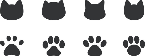 かわいい肉球のイラストセット　犬　猫　Dog and cat paw print.
