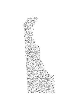 Delaware Map Borderless Stipple Art Pointillism Vector Illustration USA Geography Organic Dotwork Minimalist Ink Style Graphic Design Texture Negative Space Concept Modern Wall Decor Print Poster Blac