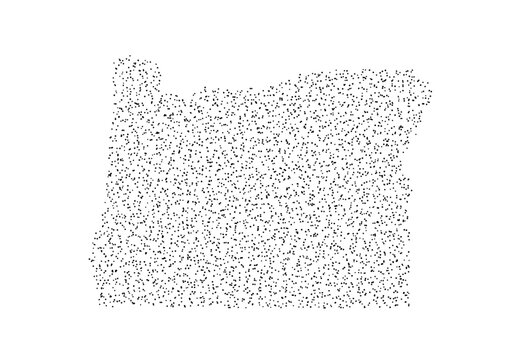 Oregon Map Borderless Stipple Art Pointillism Vector Illustration USA Geography Organic Dotwork Minimalist Ink Style Graphic Design Texture Negative Space Concept Modern Wall Decor Print Poster Black 