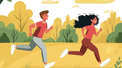 A couple jogging in a park