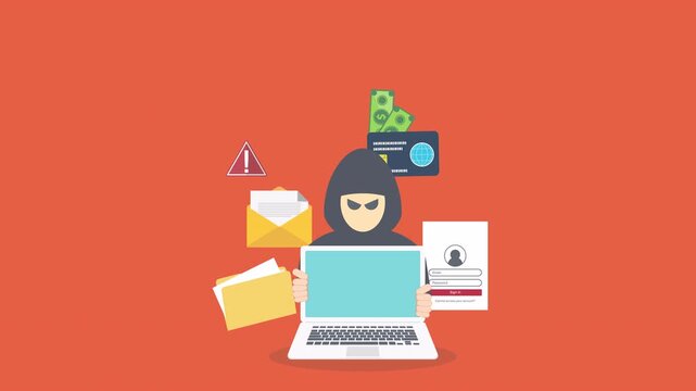 Hacker activity concept background. 4K video animation of hacker activity concept background 