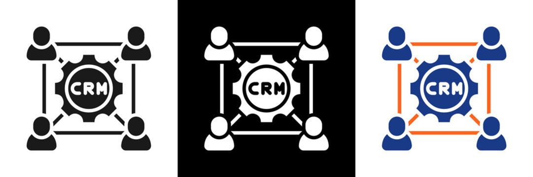 Crm Integration Icon Set Glyph Vector Illustration