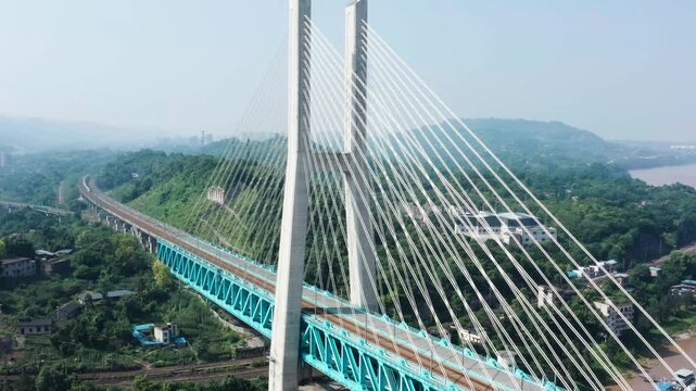 Baishatuo Viaduct High-Speed Train Crossing, Chongqing China