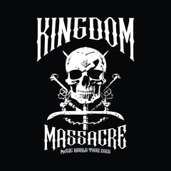 Kingdom Massacre Music World Tour 2026 Skull and Swords Graphic Design