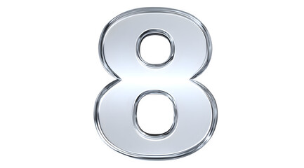 Obraz premium Shiny silver number eight with reflective surface