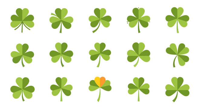 Collection of Four Leaf Clover Illustrations.