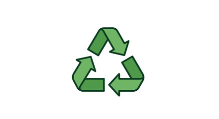 Obraz premium A green recycling symbol with three arrows on a white background, conveying an eco-friendly and sustainable mood.