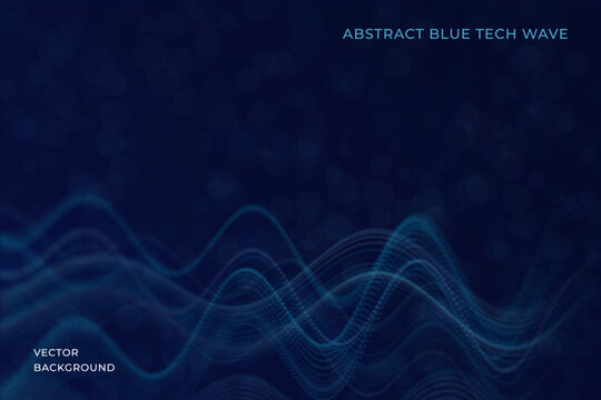 Modern abstract background with flowing digital waves and dotted surfaces forming a dynamic technological scene. Vector. Soft glow, depth effect and clean composition for business, science, artificial