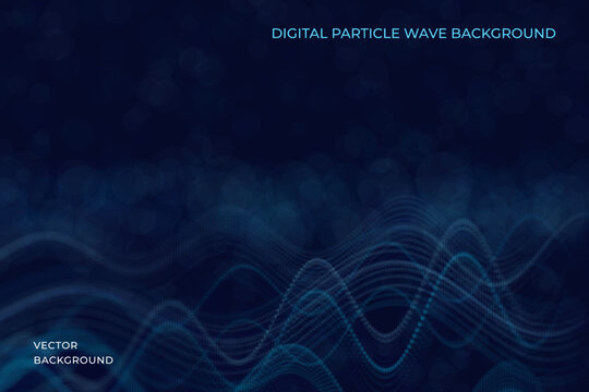 Modern abstract background with flowing digital waves and dotted surfaces forming a dynamic technological scene. Vector. Soft glow, depth effect and clean composition for business, science, artificial