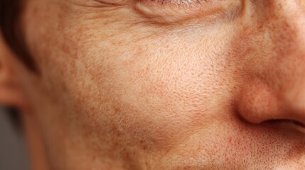 Obraz premium Macro close up of human skin highlighting fine lines, pores and natural surface irregularities.
