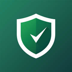 Green shield check mark icon. Vector illustration