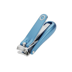 High-quality vector illustration of a bright blue nail clipper with stainless steel blades, isolated on a clean white background, perfect for hygiene, grooming, and personal care design projects.