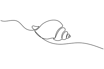 Obraz premium Seashell icon continuous one line art style minimal outline beach design