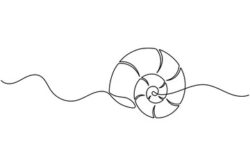 Obraz premium Seashell icon continuous one line art style minimal outline beach design