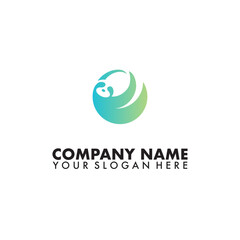 Modern Earth and Sloth Logo with Blue Green Gradient Design isolated on white background