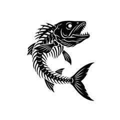 Obraz premium Piranha Fish Skeleton Vector Illustration – Aggressive Undead Fish Bone Icon